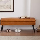 Large Storage Ottoman Bench  43 3  Ottoman With Storage 43 3  Long Cognac Brown