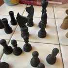 Chess Wooden Board Game Pieces Set Lot  Black   Natural Wood Chessmen 32 Pieces