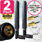 2-pack Dual Band Antenna Wifi 2 4ghz 5ghz 5 8ghz 8dbi Rp-sma Male u fl Ipex