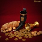 Viking Drinking Horn With Black Leather Holder Holster Strap Drinkware 350 Ml