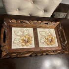 Vintage San Marco Mid Century Modern Serving Tray W ceramic Floral Tiles Italy