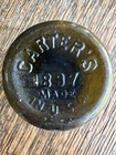 Antique Carter   s 1897 Inkwell Olive Green Conical Glass - Made In Usa