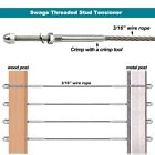 T316 Stainless Steel Swage Threaded Tensioner End Fittings 3 16  Cable Railing  