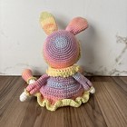 Handmade Crochet Bunny Rabbit 12  Stuffed Animal Plush Toy Pastel Rainbow Dress