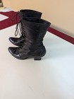 Antique Victorian Edwardian 1900s Black Leather Lace Up High Top Woman   s Boots