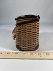 Vtg Trout Fishing Glazed Ceramic Wicker Creel Basket Retro Cabin Planter Trout