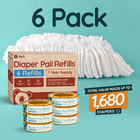 Diaper Pail Refill Bags 6 Pack   Compatible With Munchkin Step  Pail