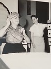 Rare Old Vintage Photo Lady Looking In Mirror Doing Hair