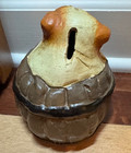 Antique   Vintage  rare hard To Find  Cast Iron Bulldog In Barrel  still Bank   
