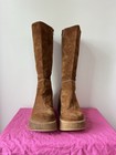 Women   s Genuine Suede Platform Vintage Boots Size 10