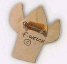 Vintage Strange Dreams F  Welch Designer Signed Artisan Ceramic Brooch Pin Rare