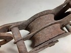 Antique Steel Double Pulley Block And Tackle End One Only