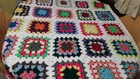 New Hand Crochet Granny Square Blanket Afghan Throw 40x50 White Trim 30 Squares