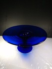 Vtg Cobalt Blue Footed Cake Plate