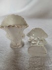 Antique French Spill   Bud Vase Pair Hand Painted Porcelain