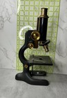 Antique Bausch And Lomb Brass Cast Iron Microscope Vintage Patent 1915