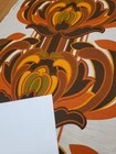 Awesome Rare Vintage Mid Century Retro 70s Org Brn Olive Blossom Floral Fabric 