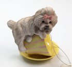 Hamilton Collection Shih Tzu  merry  Yellow Pink Teacup Puppy Dog Figurine 4 