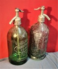 2 Lot Antique Glass Soda Water Old Siphons Vintage Bar Pub Argentine Rare Retro