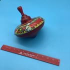 Vintage Metal Tin Toy Spin Top Donkey -theme - 9  Tall Works Good 10