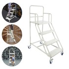4 Steps Rolling Stair 40  Industrial Warehouse Ladder Floor Standing Stair 400kg