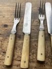Complete Set Of 10  Antique Civil War 3 Tine Fork And Knife Set Bone Handle