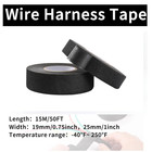 Wire Harness Tape 2 Rolls High Temp Self-adhesive Fabric Tape  Black Electrical