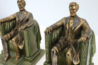 Pair Antique Vintage Abraham Lincoln J b  Bookends 7  Tall Solid Bronze
