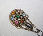Vintage Miniature Metal Rhinestone Empty Perfume Bottle Pendant Charm