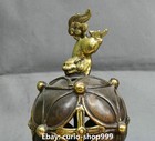 9  Chinese Bronze Gilt Dynasty Lion Fu Foo Dog Beast Ball Incense Burner Censer
