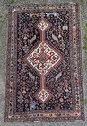 Antique 1880   s Caucasian Shekarlu Hand Woven Rug 4 5x7  Animal Subjects