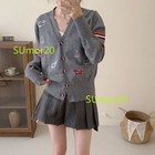 Thom Browne Women s Wool Sweater Cardigan Gray Nwt