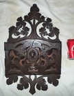 Antique Victorian German Black Forest Carved Lady Wood Wall Shelf Rack Holder A 