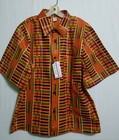 African Men Women Kente Print Dashiki Top Shirts Blouse 1 Front Pocket Free Size