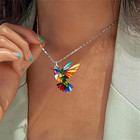 Colorful Hummingbird Necklace Earrings Set For Women 2d Acrylic Hummingbird Neck