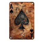 Poker Ace Of Spades  Vintage Metal Sign - Rustproof   Weather-resistant  New