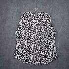 Talbots Top Women 1x Plus Black Cheetah Print Blouse Tunic Long Sleeve Button Up