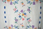 Beautiful Vintage 30 s Floral Bouquet Applique Antique Quilt  nice Blue Accents 