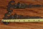 Antique Pair Gothic Ornate Cast Bronze Ice Box - Gate - Door Strap Hinges  8 5  