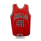 Dennis Rodman Autographed Chicago Custom Red Basketball Jersey - Bas
