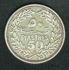 Most Beautiful Lebanese Coin Ever 1952 Ag 50 Piasters - Nostalgia