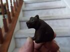Vintage Black Forest Carved Wood Sitting Bear Glass Eyes 1 25  T X 1 75  Leuc