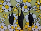Sexton Cat Magnets - Black W  Gold - Refrigerator Decor - Atomic Mcm Retro Gift