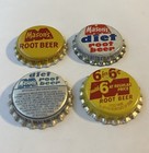 4 Different Mason   s Root Beer Soda Bottle Caps Cork Unused