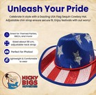 Usa American Flag 4th Of July Sequin Red White Blue Patriotic Cowboy Cowgirl Hat