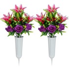 Artificial Cemetery Flower For Grave Set Of 4 Artificial Flower Bouquet Memorial