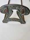 Antique Usa Art Nouveau Twin Maidens Brass Bronze Telescoping Book Rack