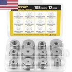 108pcs 304 Stainless Steel Flat Washers  Fender Washers Assortment Kit 12 Sizes