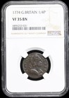 Great Britain King George Iii 1774 Ad England  1760-1820 Farthing 1 4p  Ngc Vf35