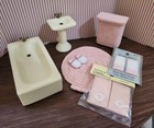 Vintage Dollhouse Miniature Bathroom Lot 1 12 Scale - In Pink   Cream